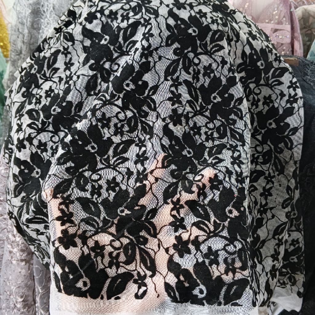 Kain Tile Bordir Emboss - kain tile bordir premium - kain tile motif emboss - bahan tile motif embos