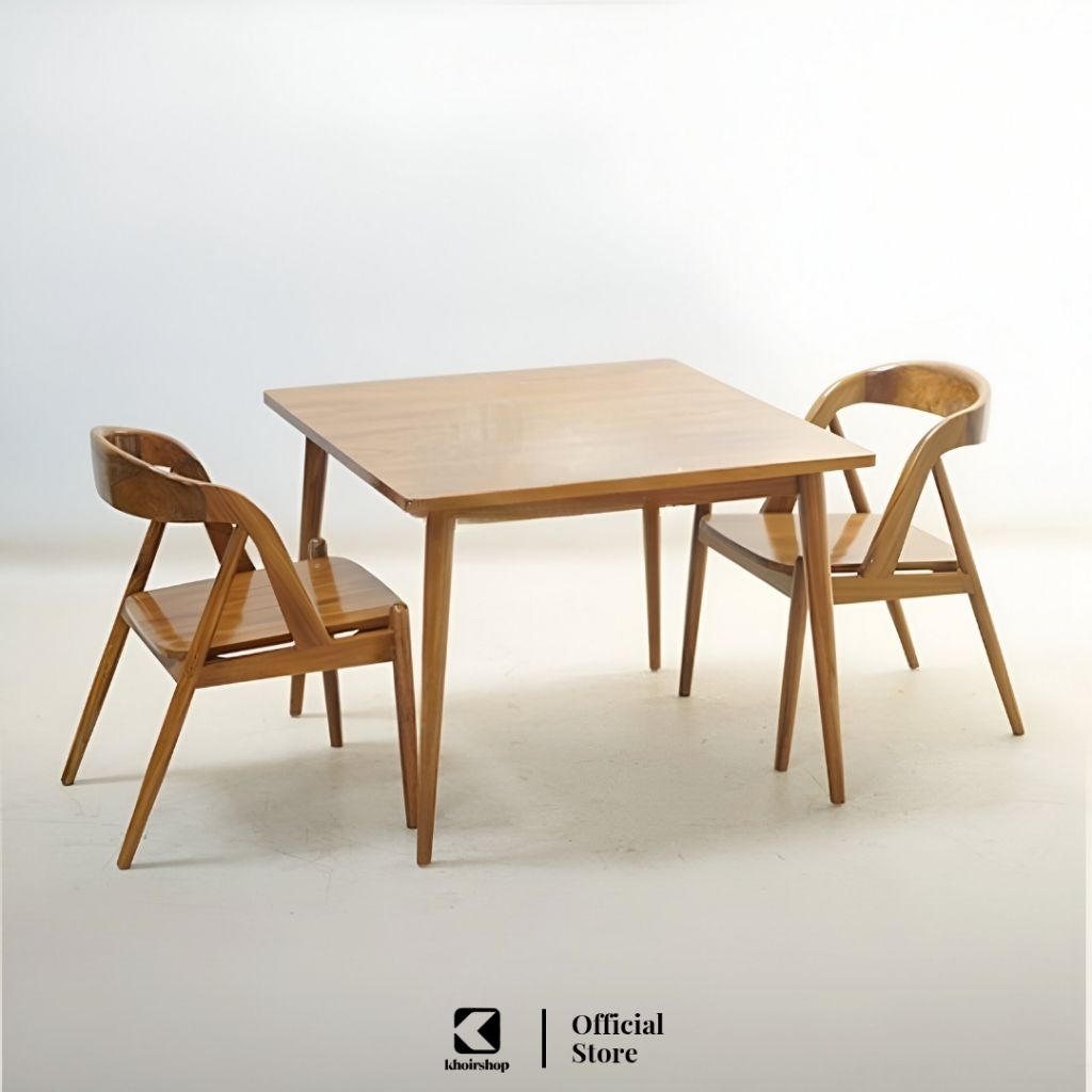 MEJA MAKAN MINIMALIS MODERN KURSI MEJA MAKAN SET 2 KURSI MEJA MAKAN KAYU JATI
