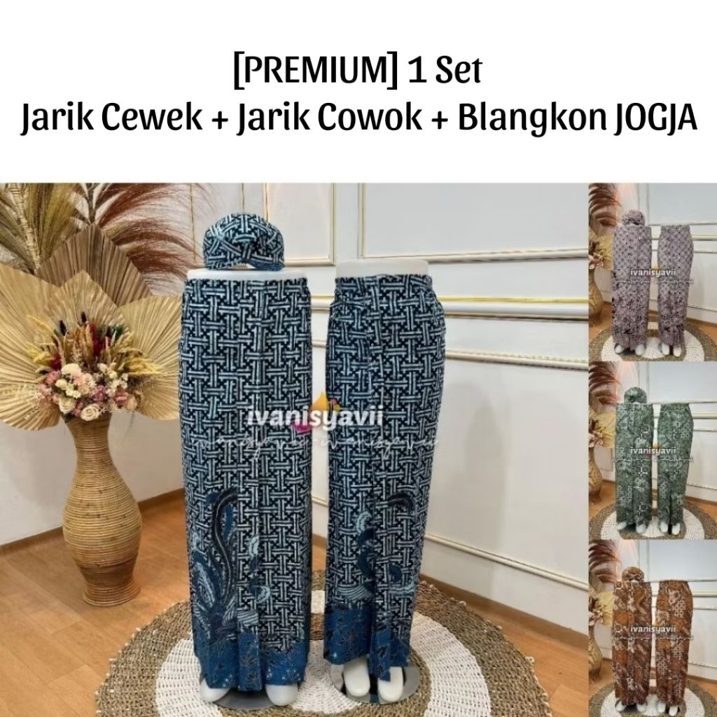 [PREMIUM] (1set) JARIK CEWEK + JARIK COWOK + BLANGKON JOGJA • Motif Batik Alusan | ~Pp prem