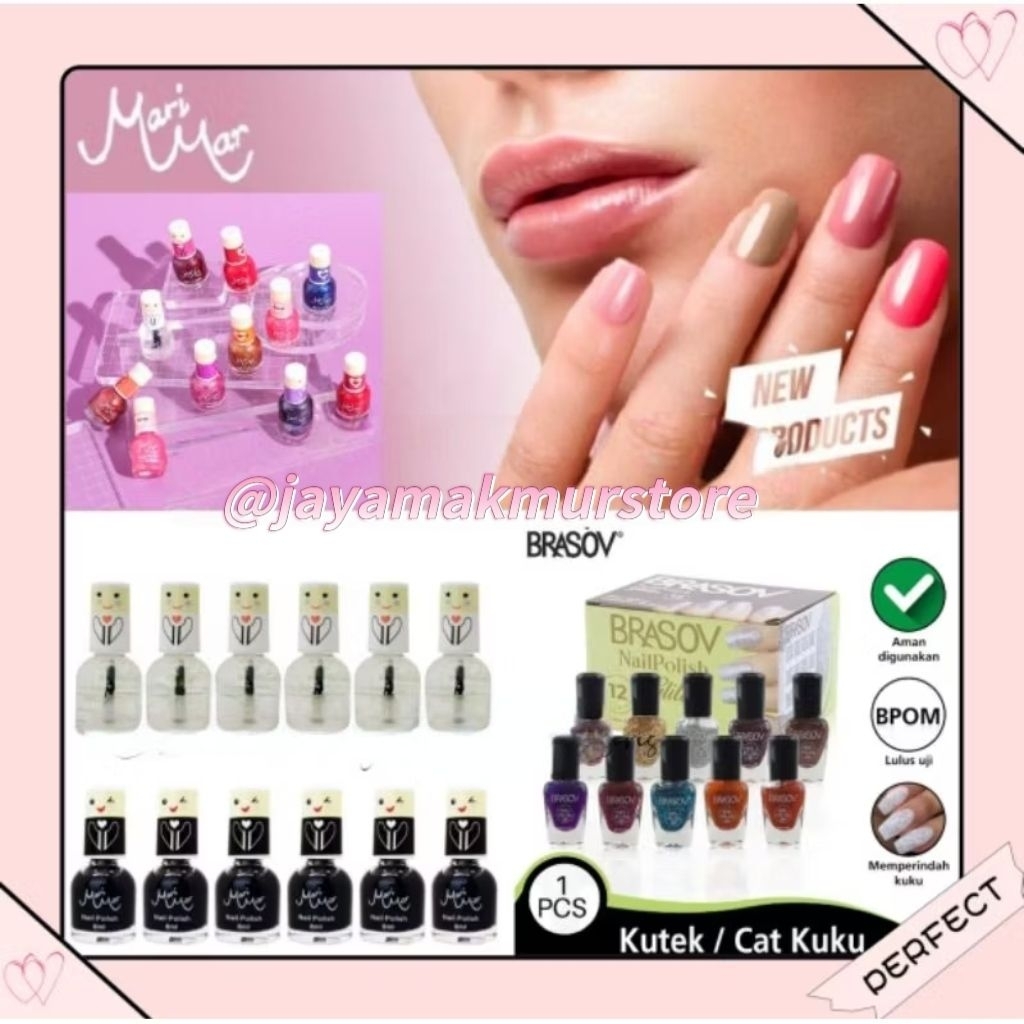 (1PCS) KUTEK MARIMAR BRASOV / KUTEK GLITTER NUDE BENING HITAM / MARIMAR BRASOV NAIL POLISH TRANSPARE