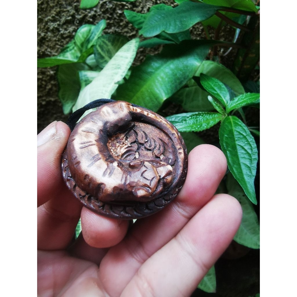 Kalung Kayu Kaboa Asli Handmade – Liontin Ukiran Kayu Unik Aksesoris Pria Wanita Etnik Natural