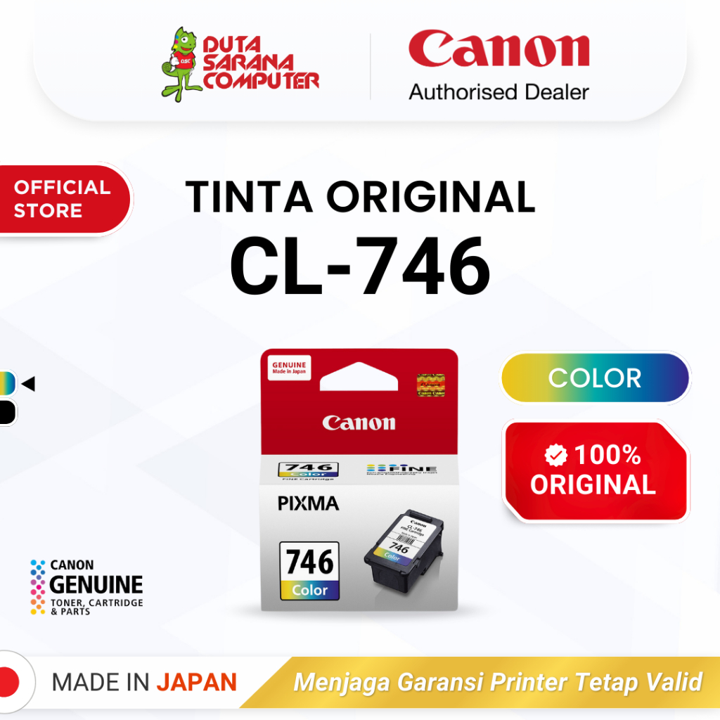 100% ORIGINAL Tinta Canon CL 746 Color - Printer MG2570s TS207 TS307a TS707 TR4670s - Tinta Asli