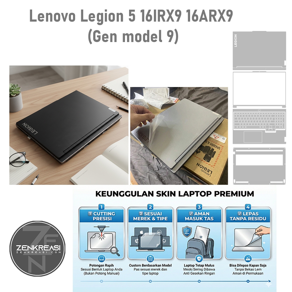 Garskin Laptop Premium untuk Lenovo Legion 5 16IRX9 / Lenovo Legion 5 16ARX9 – Cover, Palmrest, Full