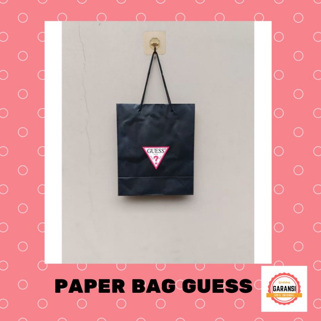 Tas guess paperbag hitam medium large