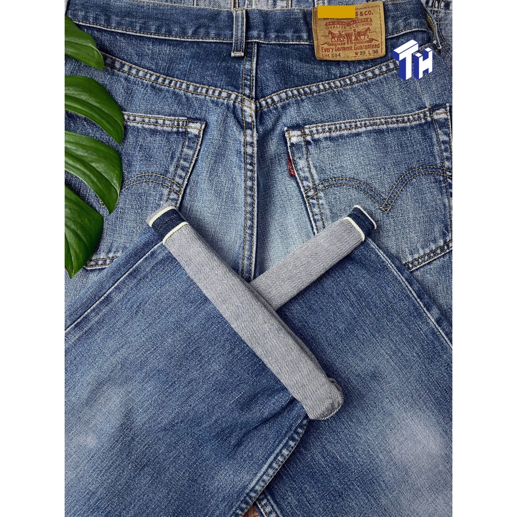 Celana Jeans LP 5 0 4 Loose Straight Fit Mid Blue Wash Selvedge Denim