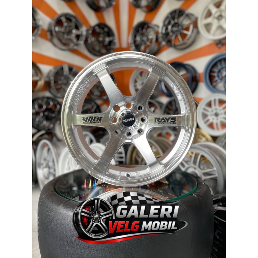 velg racing ring 16 velg te37 R16 baut 4 lebar 7 et42  silver polish