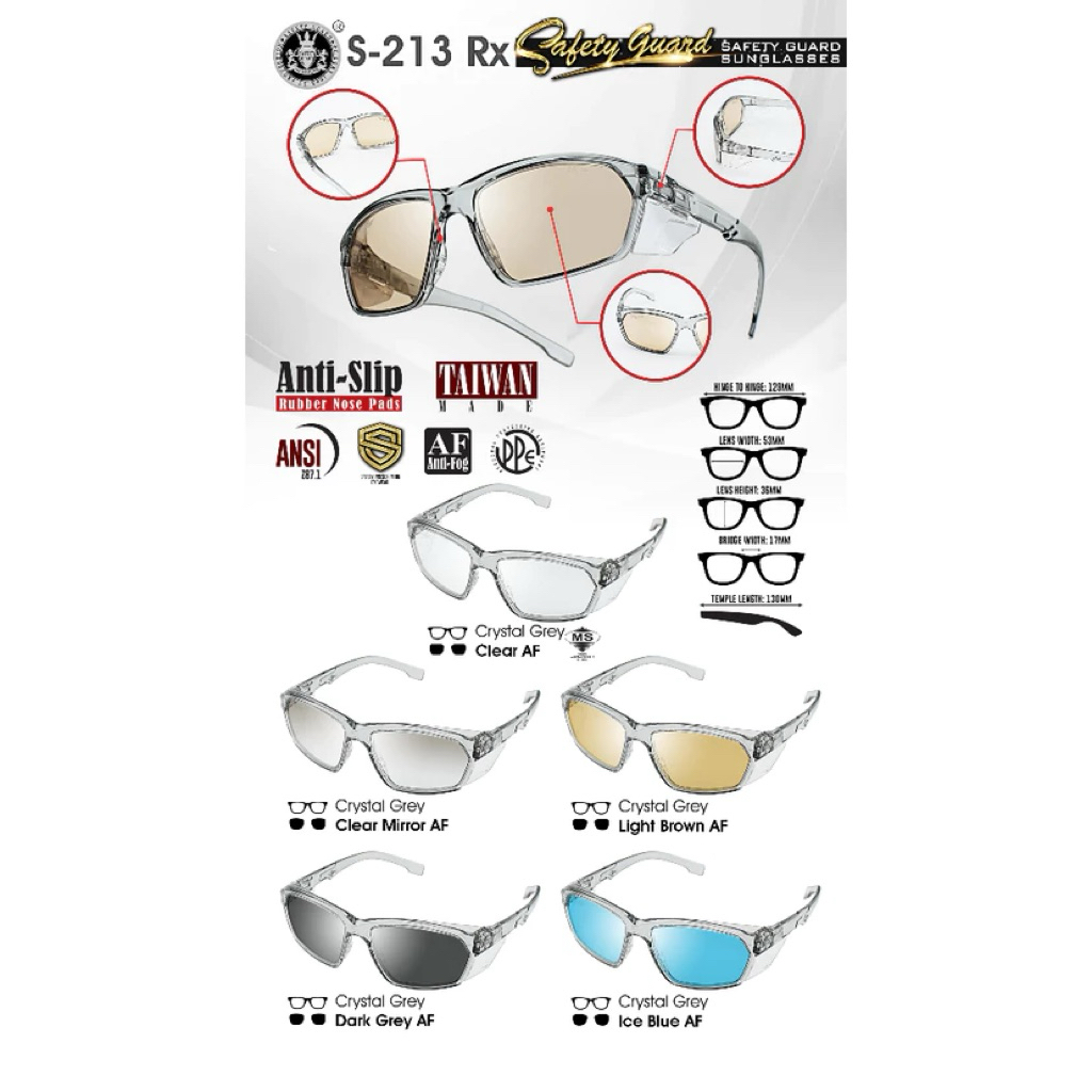 kacamata safety guard s-213 RX anti fog ansi z87.1 original