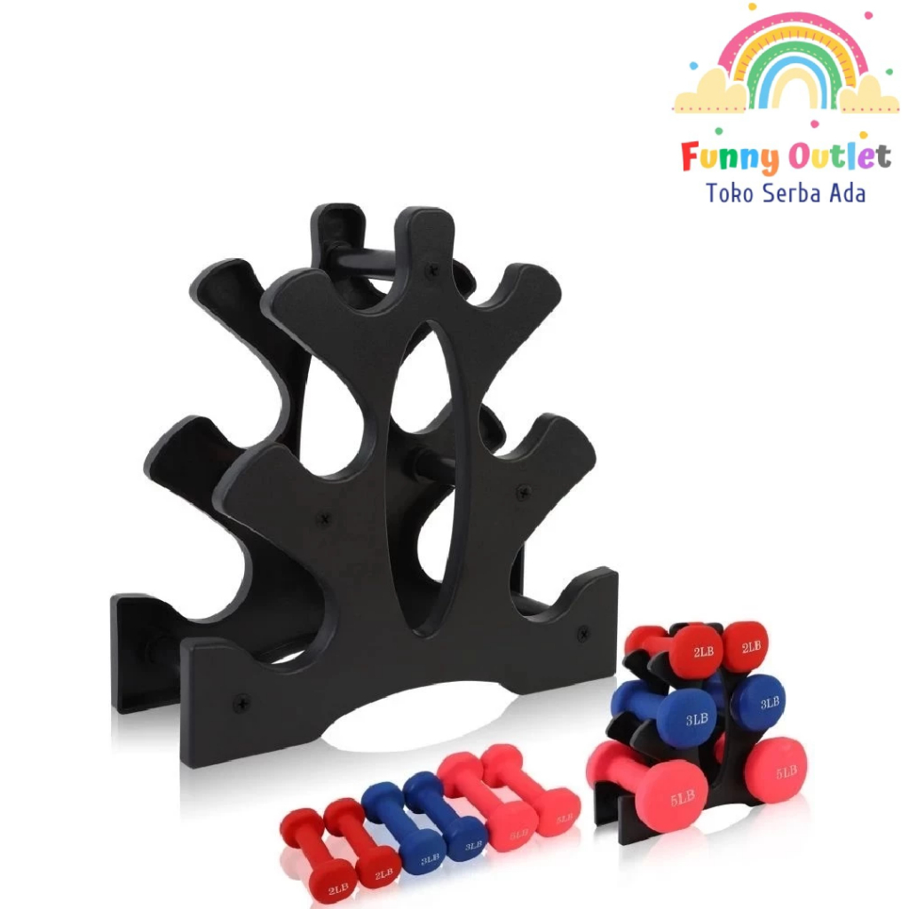 Funny Outlet - Holder Dumbell 3 Tingkat / Rak Dumbel Plastik / Barbel Home Gym Stand / Rak Penyimpan