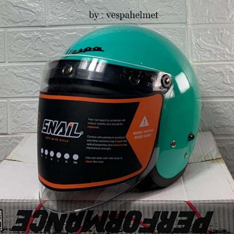 Helm Vespa Green Relax + Kaca Snail