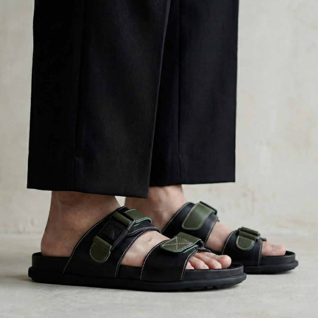 Jull Studio Casablanca - Black Nappa Leather | Sandal Selop Kulit Asli Hitam Original Pria