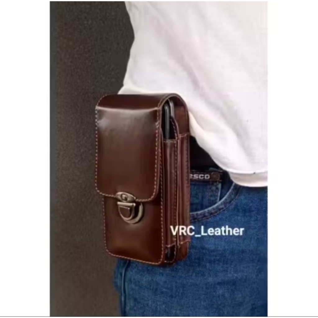 Dompet Hp Pinggang Pria Double / Kulit Sapi Asli