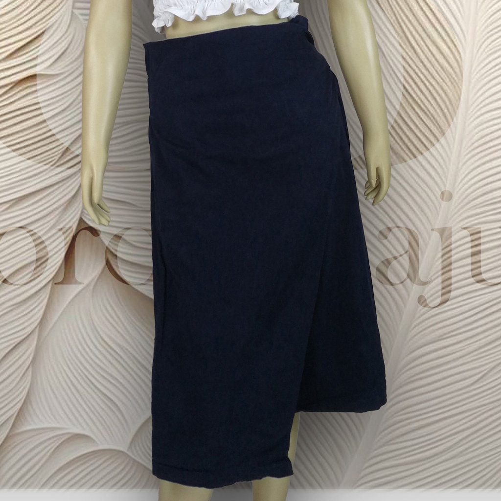 NIKO AND ••• Rok Celana Kulot  Navy Tebal Premium Suede Pinggang Karet Denga Tali CLN49 (tanpa kembe
