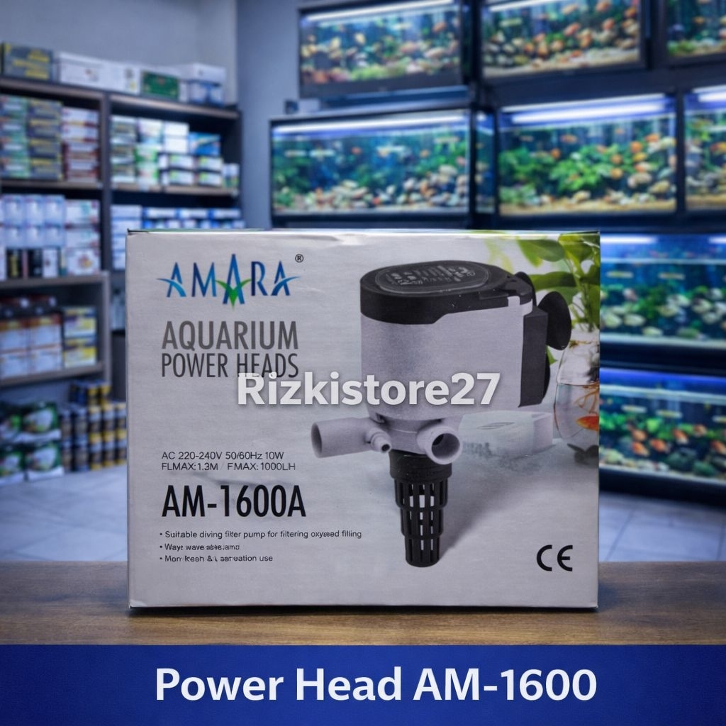 Power Head AM-1600A – Pompa Aquarium 1300L/H untuk Filter & Sirkulasi Air