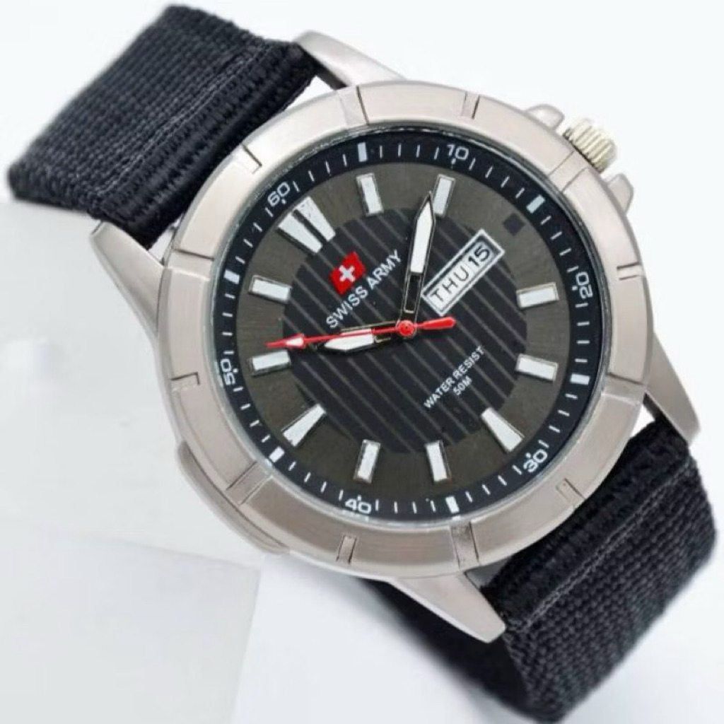 Jam Tangan Pria & Cowok Swiss Army Tali Kanvas