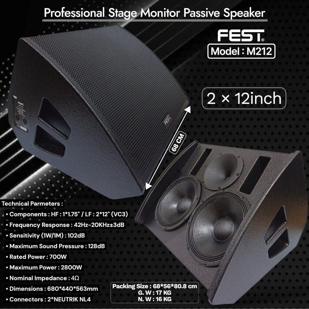 speaker monitor fest m212 original 12 inch speaker pasif fest