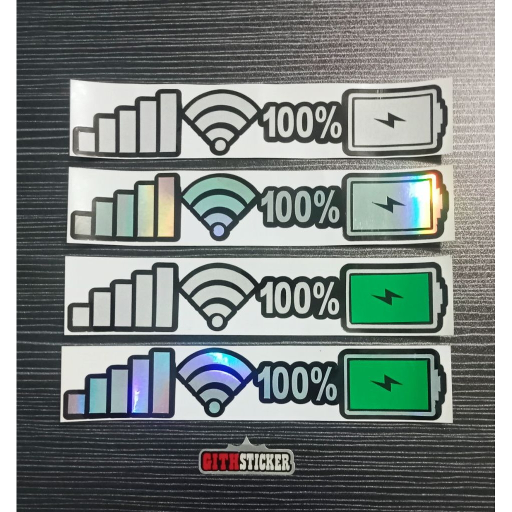 Sticker Stiker Baterai Sinyal Wifi Cutting Motor Mobil