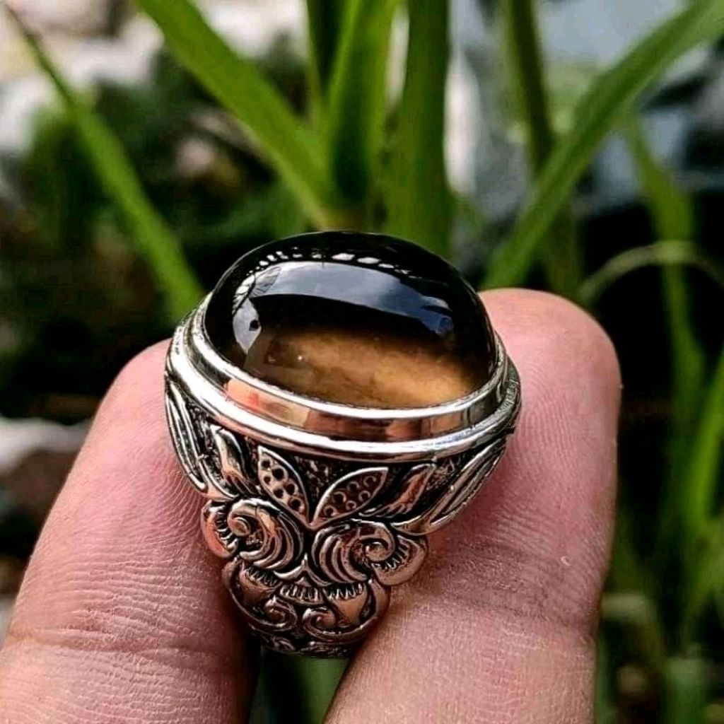 Cincin batu akik dan liontin solar padang solok / solar kopi asli natural