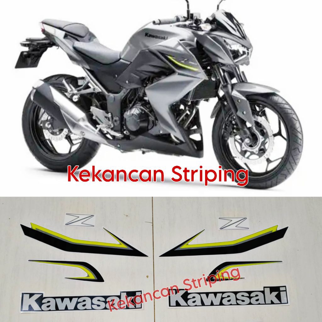 Striping sticker Kawasaki Z250 ( Tahun 2017 ) Grey - Silver