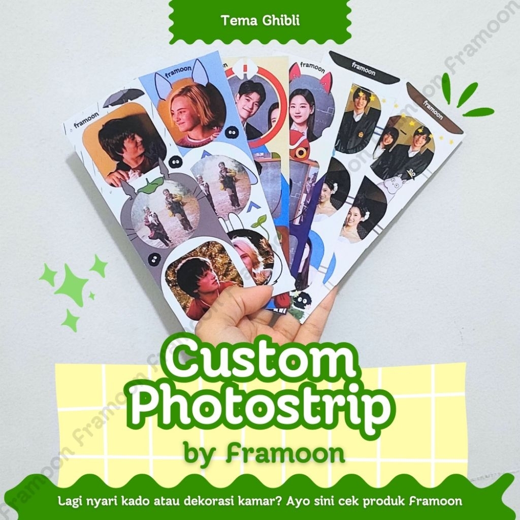 Custom Foto | Fotostrip Ghibli | 5 x 15 cm | Hadiah ulang tahun | Dekor kamar estetik | Gratis doubl