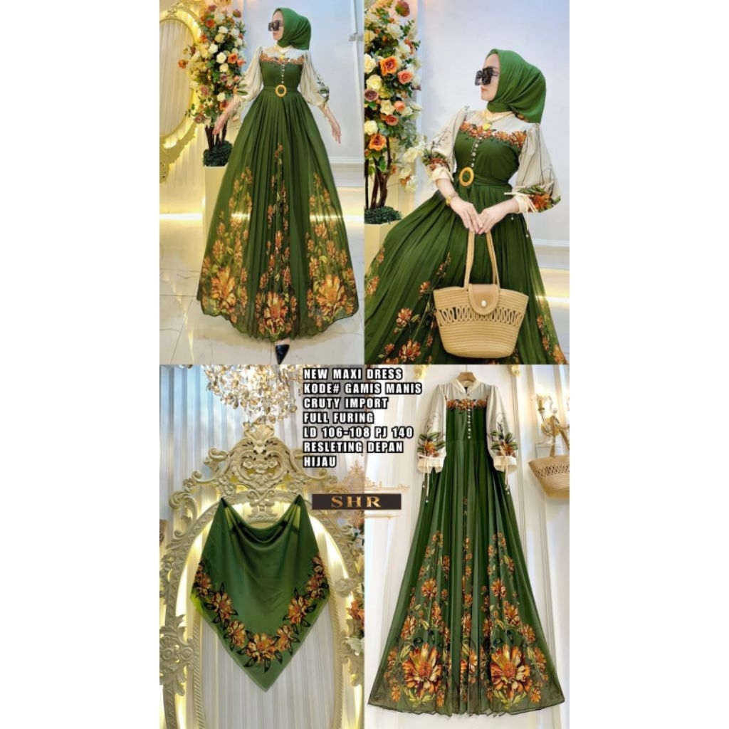 Real pic ORIGINAL dan TERMURAH Maxi Dress PREMIUM Butik / Gamis Jumbo Mewah elegant PREMIUM / Gaun C