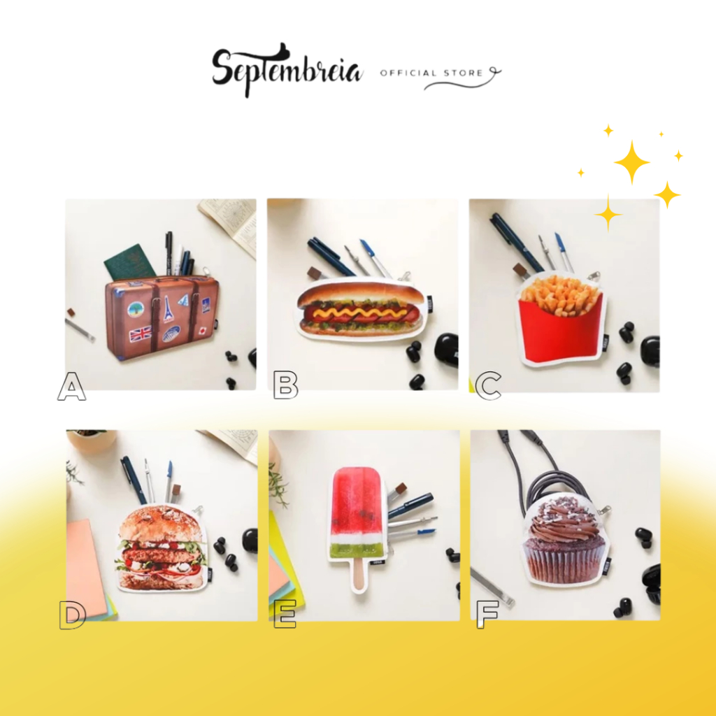 Pouch Lucu Zipper Pouch Bentuk Snack Zipper Pouch Kotak Pensil Tempat Pensil Tempat Kosmetik Pouch S