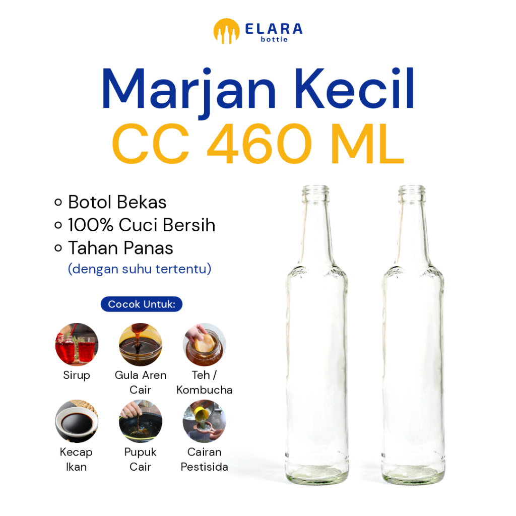 Elara Botol - Marjan Kecil CC 460 ML | Botol Marjan | Botol Kaca Bekas | Botol Kaca Bening | Botol 4