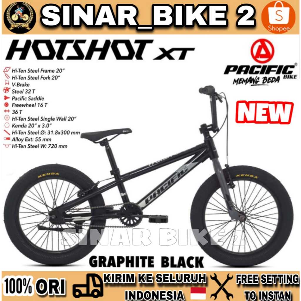 Sepeda Anak Laki BMX PACIFIC  HOTSHOT  XT Ukuran 20 Inch Jumbo 3.0 Usia 8-11 Tahun