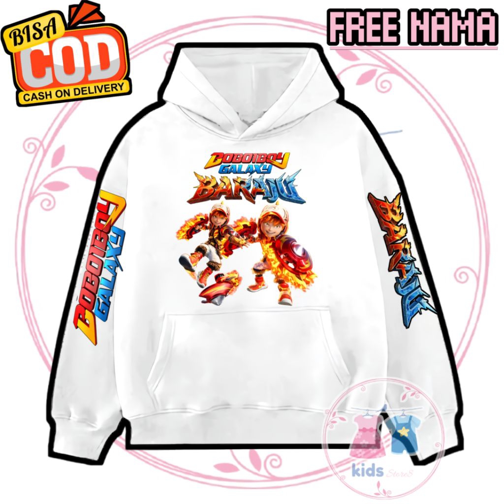 JACKET HOODIE ANAK BOBOIBOY GALAXY BARAJU BOBOIBOY NOVA..BLIZZARD..SOPAN SWEATER PUTIH HOODIE ANAK U