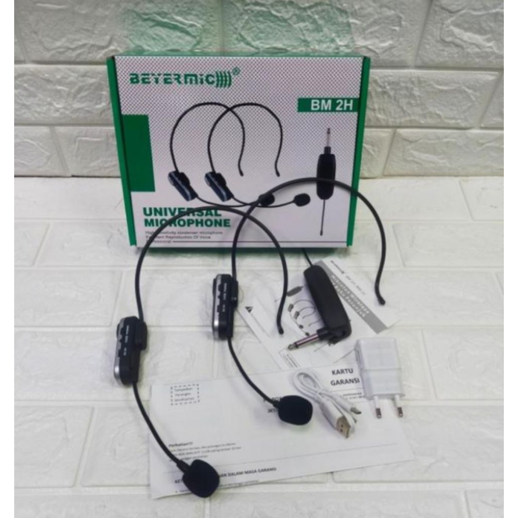Mic wireless Beyermic BM2H BM 2 H isi 2 Headset Telinga imam Bando Ori Microphone colokan