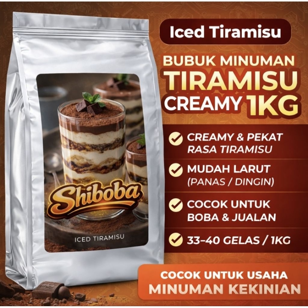 Shiboba Bubuk Minuman Tiramisu 250g – Creamy Pekat untuk Usaha Boba & Minuman Kekinian
