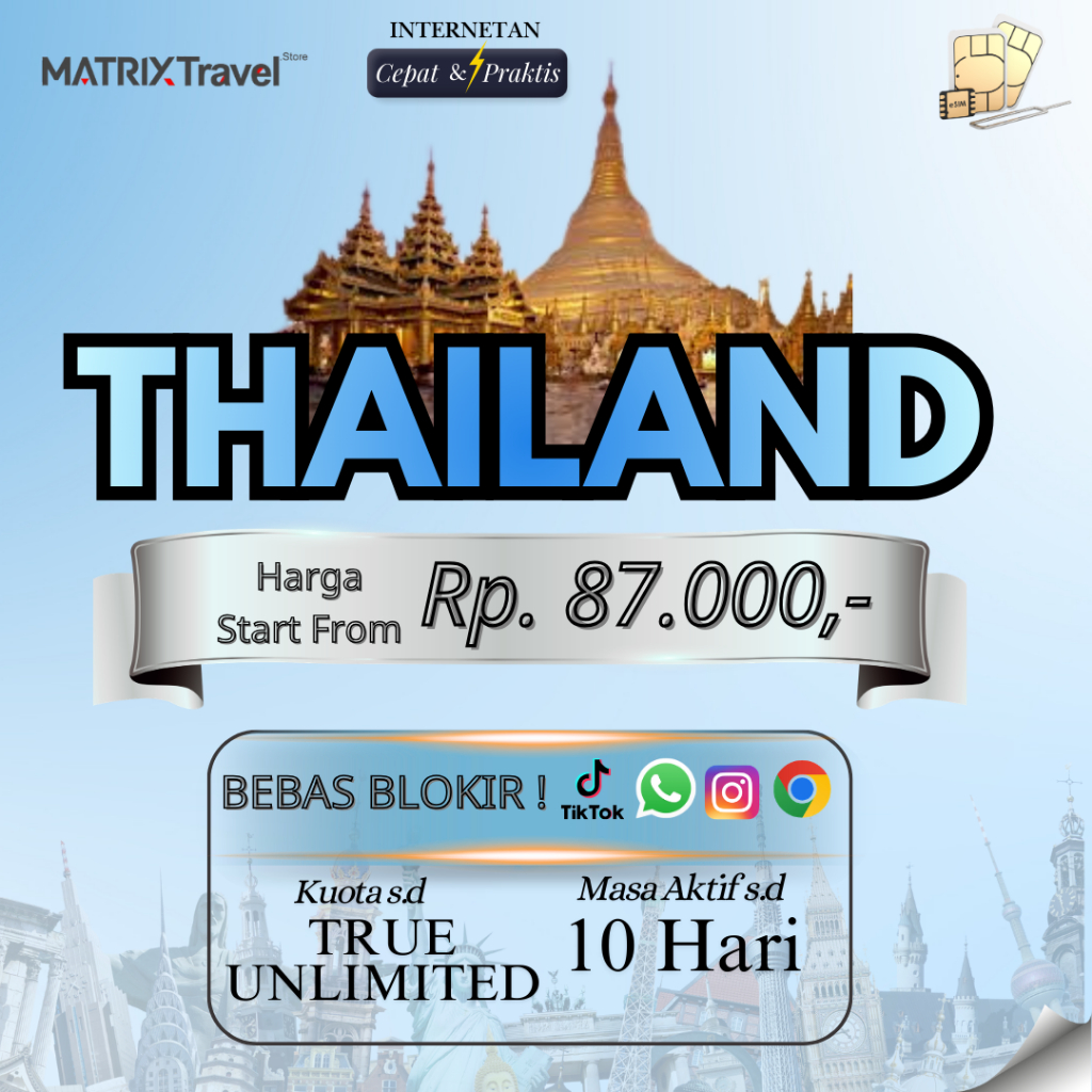 eSIM Thailand Kuota Besar MATRIXTRAVEL Support TIKTOK | Internet Travel Data Roaming Bangkok Thailan