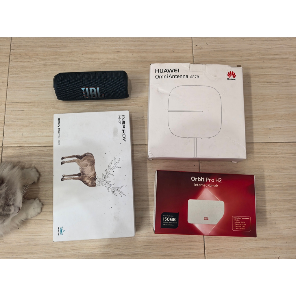 JBL Flip 6 - HUION H640P - ORBIT PRO H2 dan antena Huawei AF78