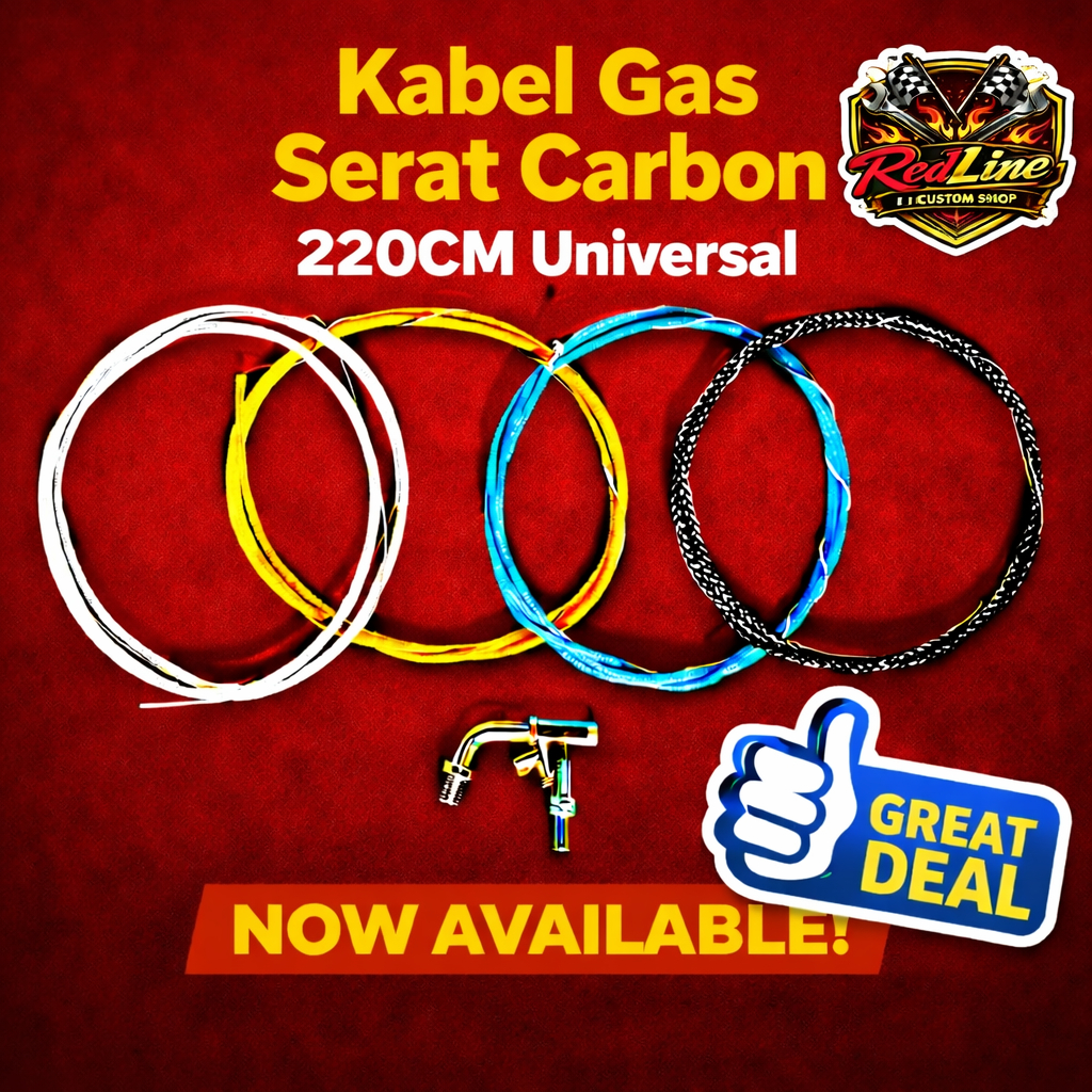 Kabel Gas Serat Carbon 220cm Universal Semua Motor – Tali Gas Variasi