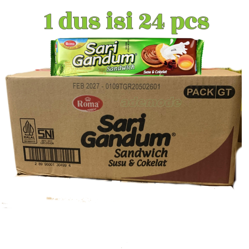 Roma Sari Gandum Sandwich Coklat 108 gr 1 Dus