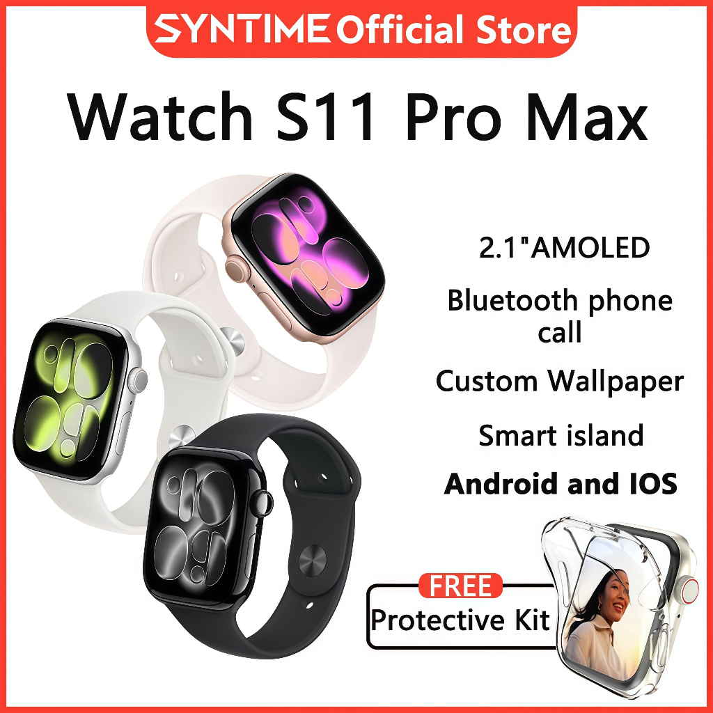SYNTIME Smartwatch Watch S11 PRO MAX 1.9" AMOLED Jam Pintar Olahraga with Bluetooth Call Custom Wall
