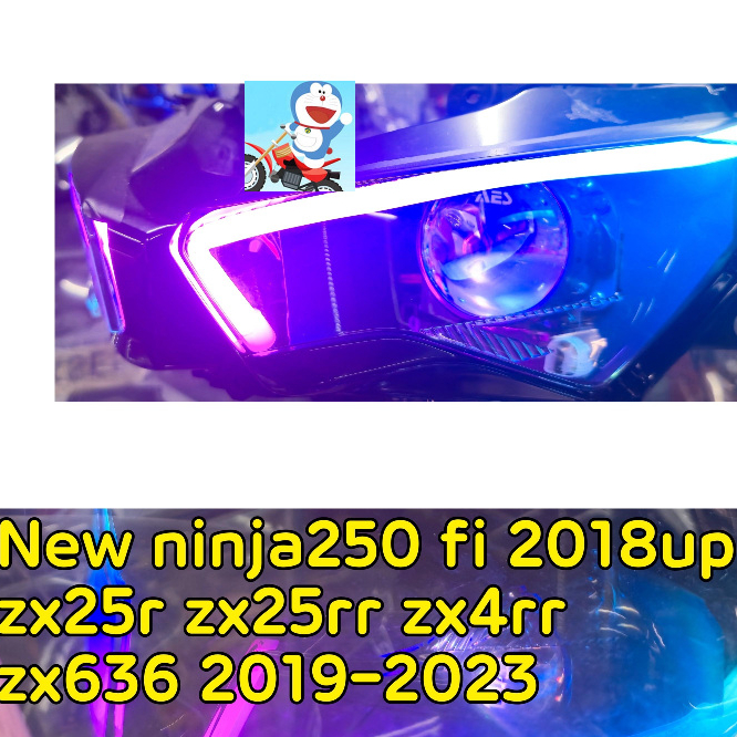 Projie biled zx25r zx25rr new ninja 250 fi 2018 up aes lampu headlamp depat set reflektor  rgb dr