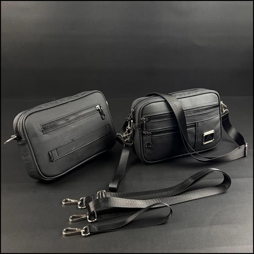 TAS SELEMPANG HITAM POLOS PRIA/COWOK KEKINIAN