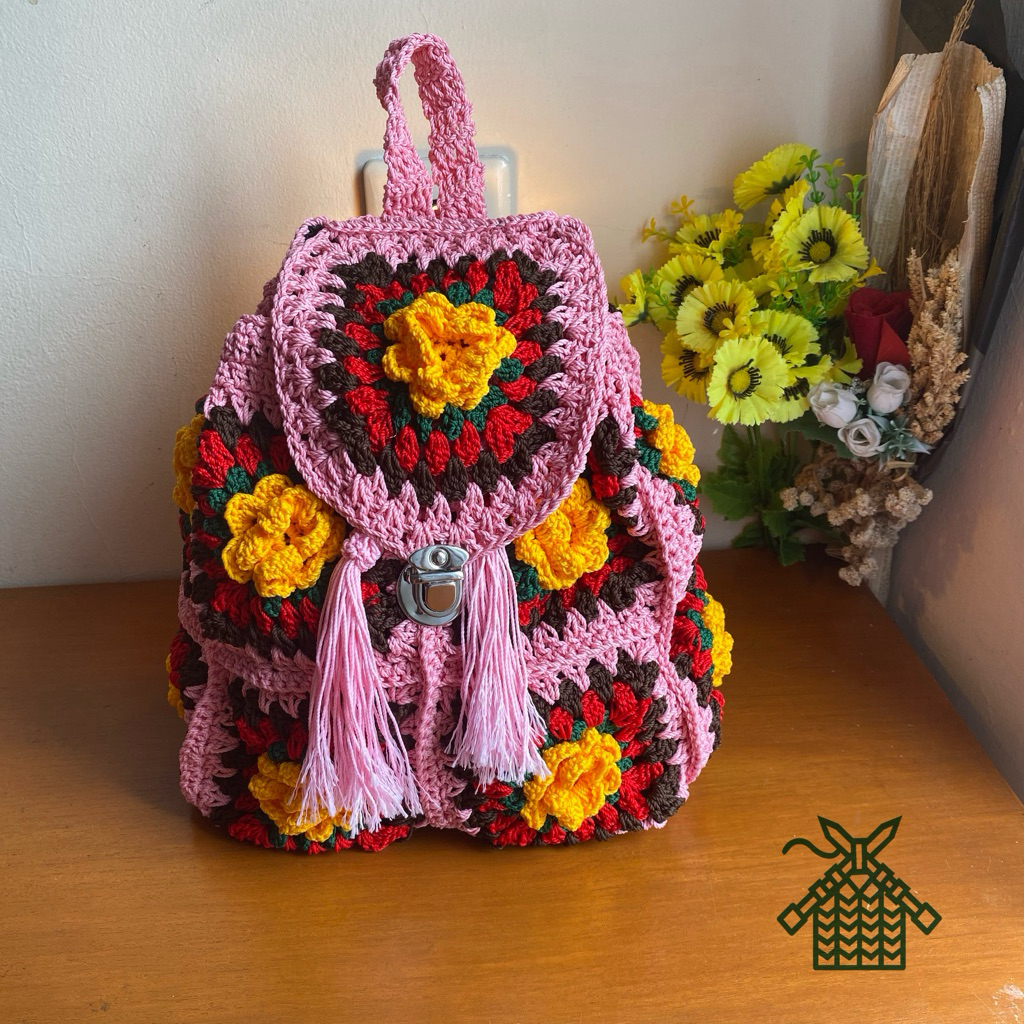 Ransel granny/ tas rajut handmade premium/ ransel semu ausia