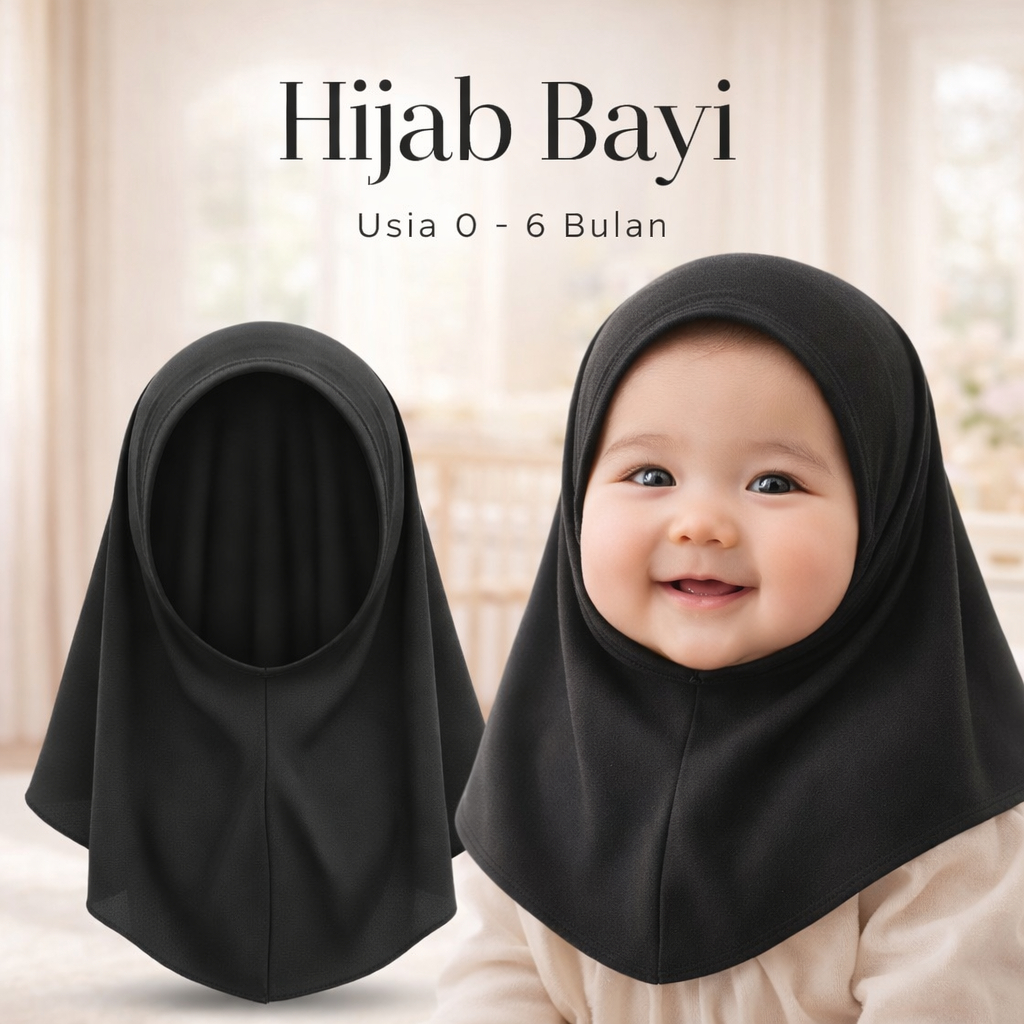 MEGABABY Hijab Bayi Perempuan Bahan Jersey Adem Premium SNI, Kerudung Jilbab Bayi Rekomendasi Usia 0