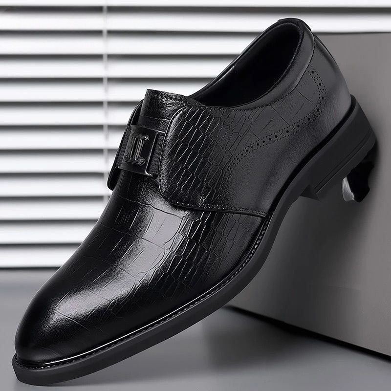 Sepatu Pantofel Pria Kulit Sintetis Motif Kulit Buaya Premium Slip On Formal Kerja Kantor Elegan Cok