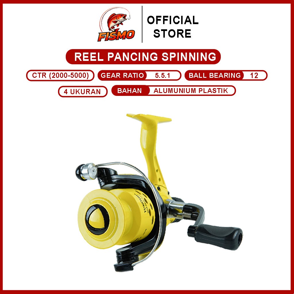 Reel Pancing Spinning Premium Aluminium Plastik Ringan Kuat Putaran Halus CTR 2000-5000