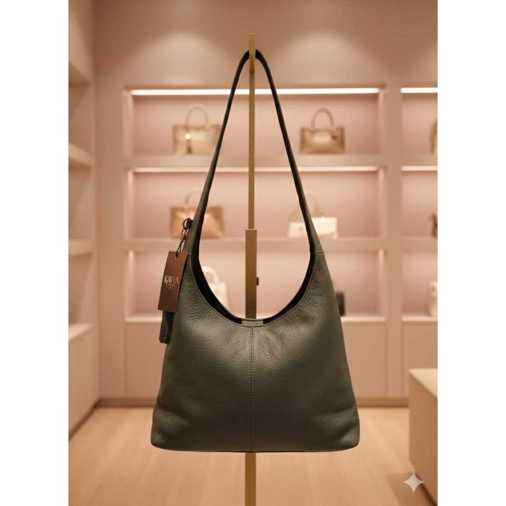 Olive Leather Hobo Bag