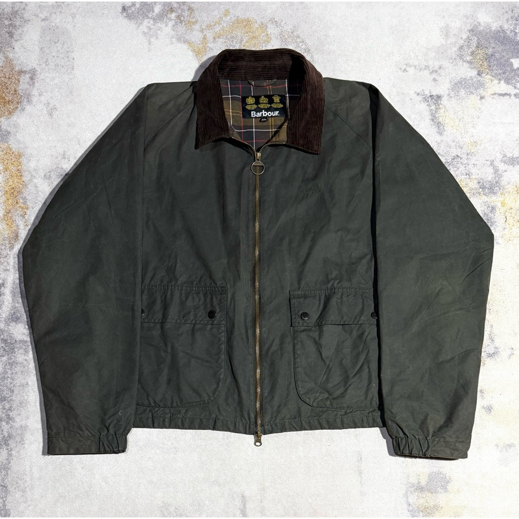 BARBOUR DOM SAGE GREEN CROP WAX JACKET