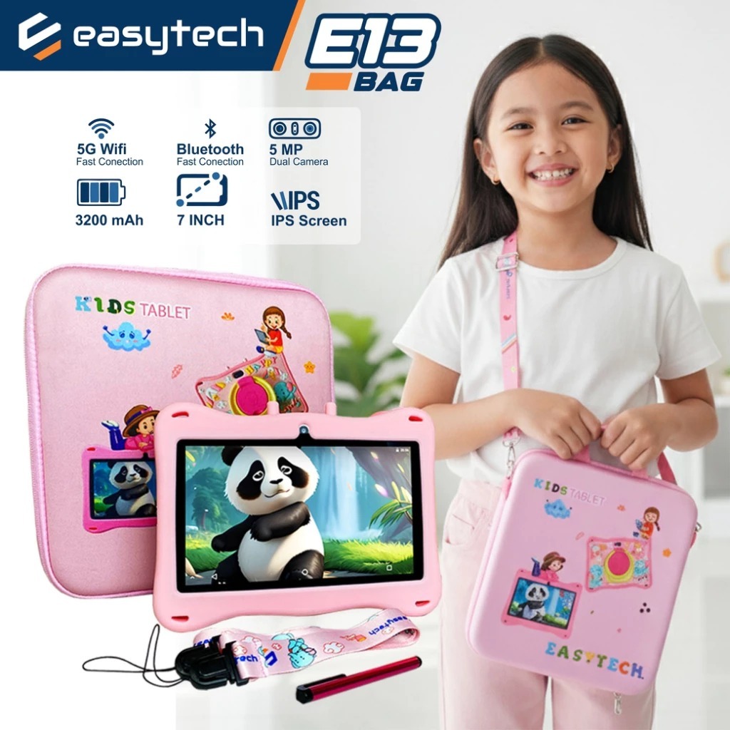 Tablet Edukasi Anak Easytech E-13 Dengan Kemasan Tas / Tablet Android Untuk Belajar Anak / Tablet Ai