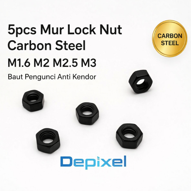 5pcs Mur Lock Nut Carbon Steel M1.6 M2 M
