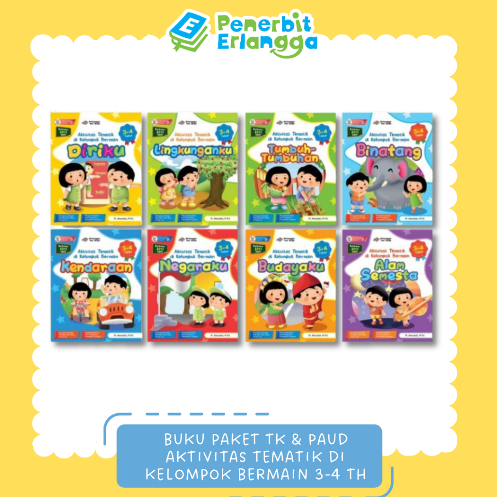 [Erlangga Official] Buku Paket Tk/Paud: Paket Aktivitas Tematik di Kelompok Bermain Isi 8 Buku Usia 
