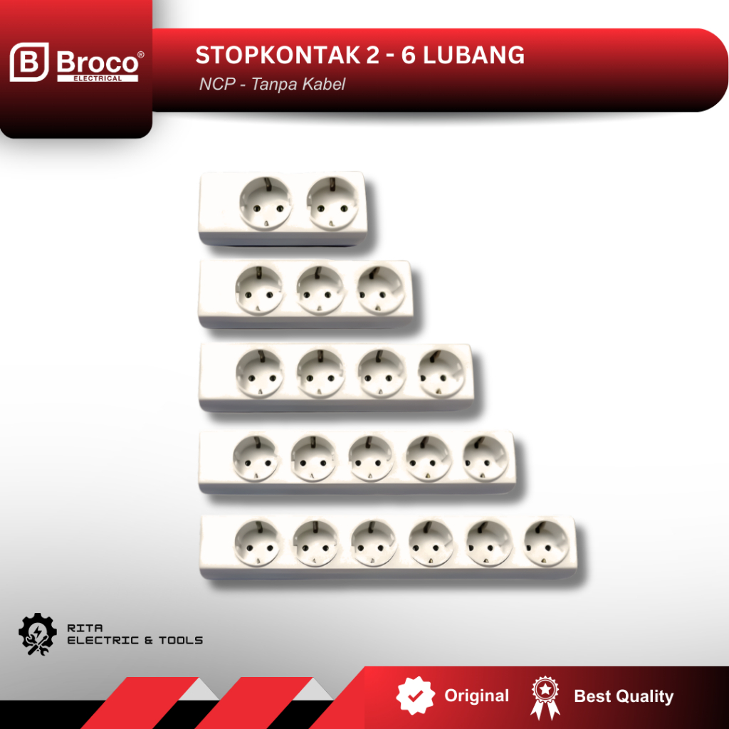 Broco Stopkontak 1 - 6 Lubang NCP Tanpa Kabel / Teminal Listrik Colokan