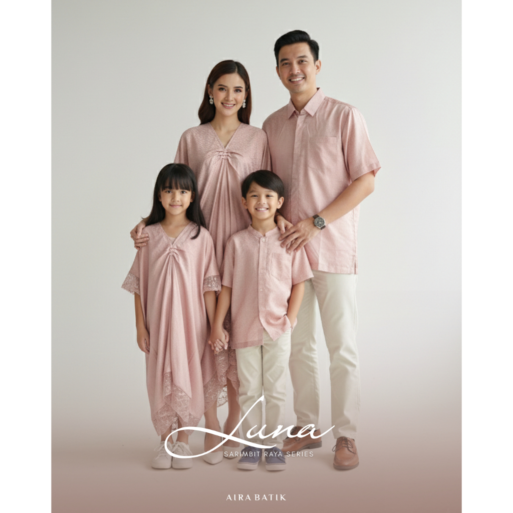 AIRA BATIK - Luna Kaftan Sarimbit Series Lebaran Family Set Raya Modern Premium