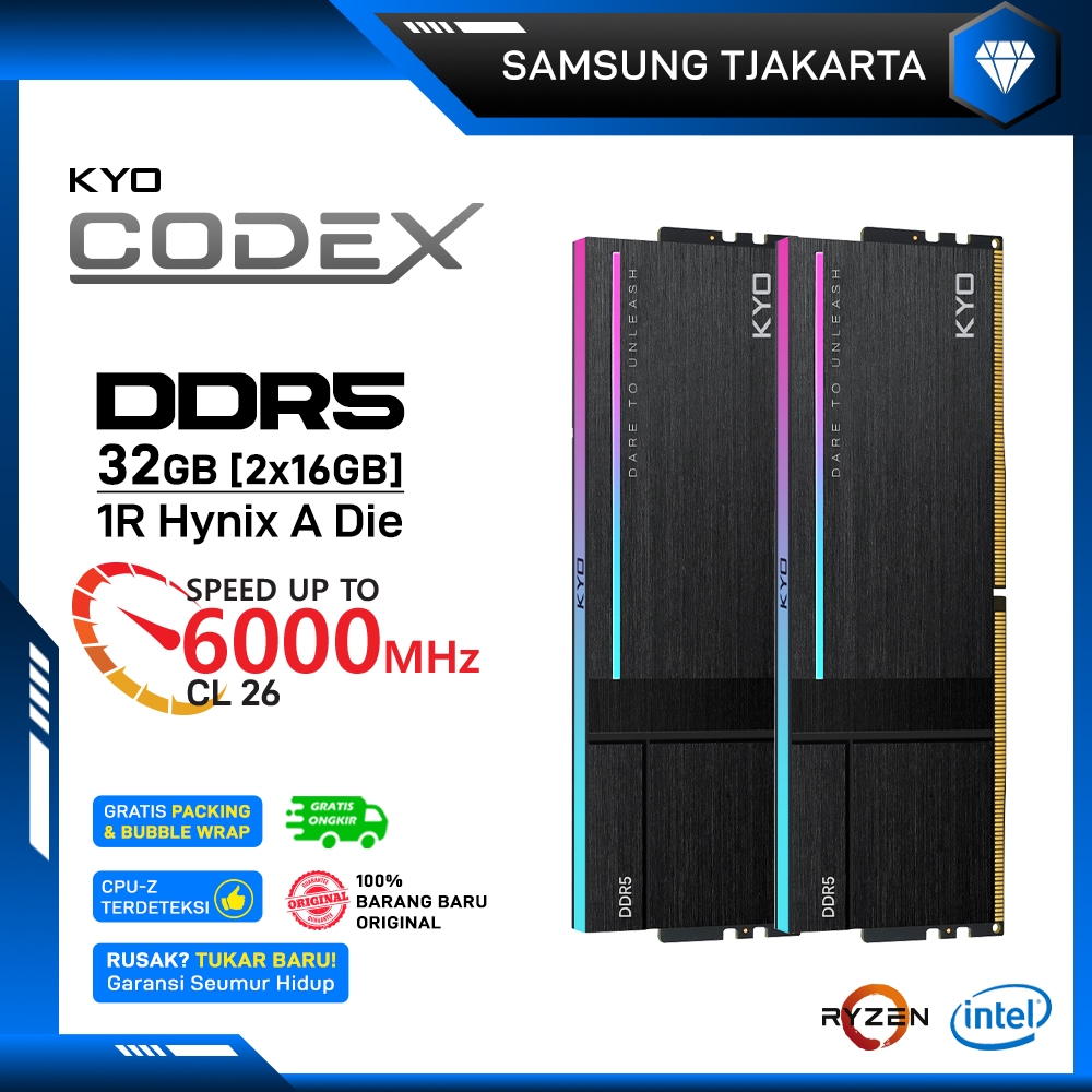 RAM PC KYO CODEX ARGB DDR5 32GB (2x16GB) 6000MHz PC 48000 CL26 1.5v (2x16GB) KIT UDIMM 1R HYNIX A DI