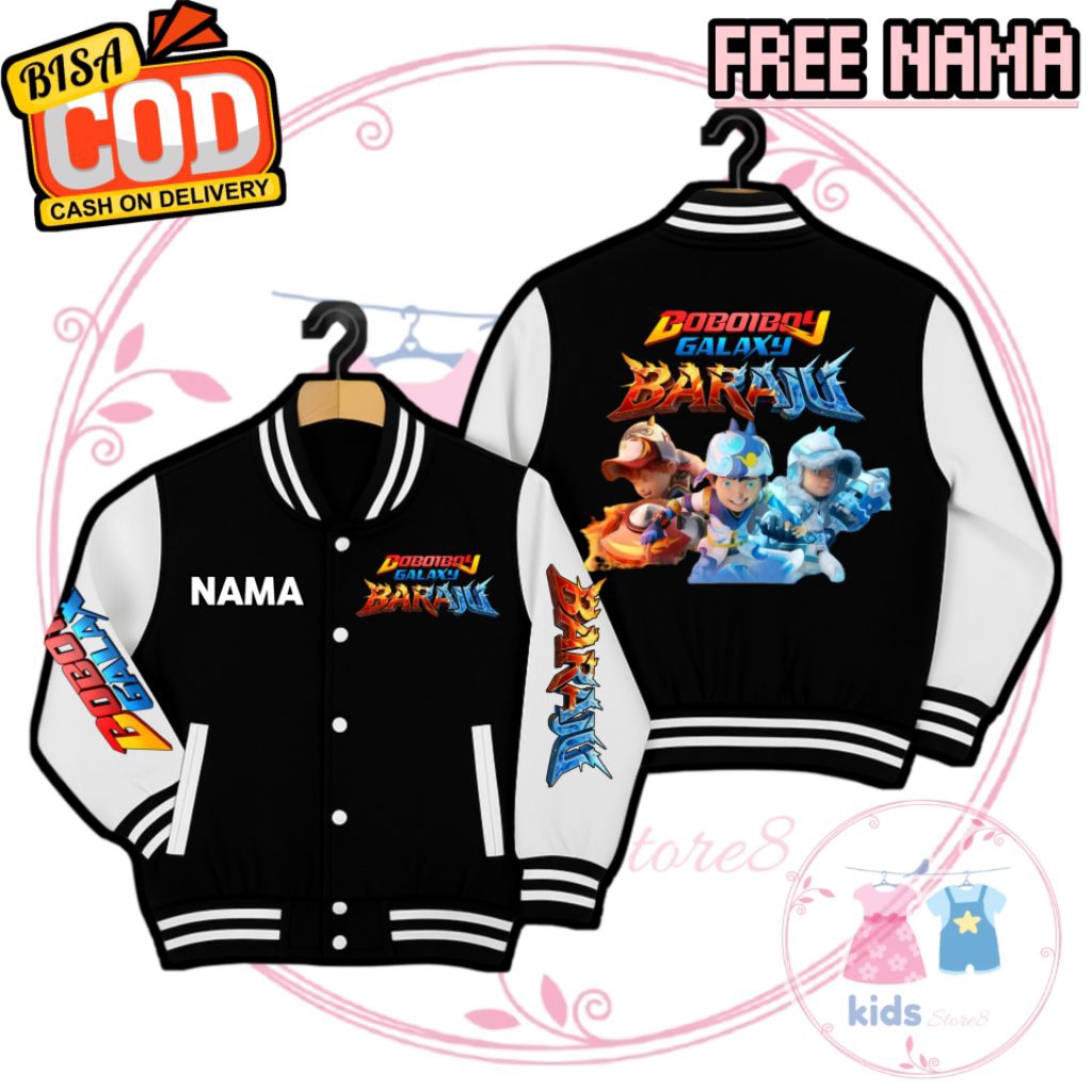 (FREE NAMA) Jacket Varsity Anak Boboiboy NOVA X BLIZZARD Boboiboy Galaxy BARAJU Hoodie Sweater Anak 